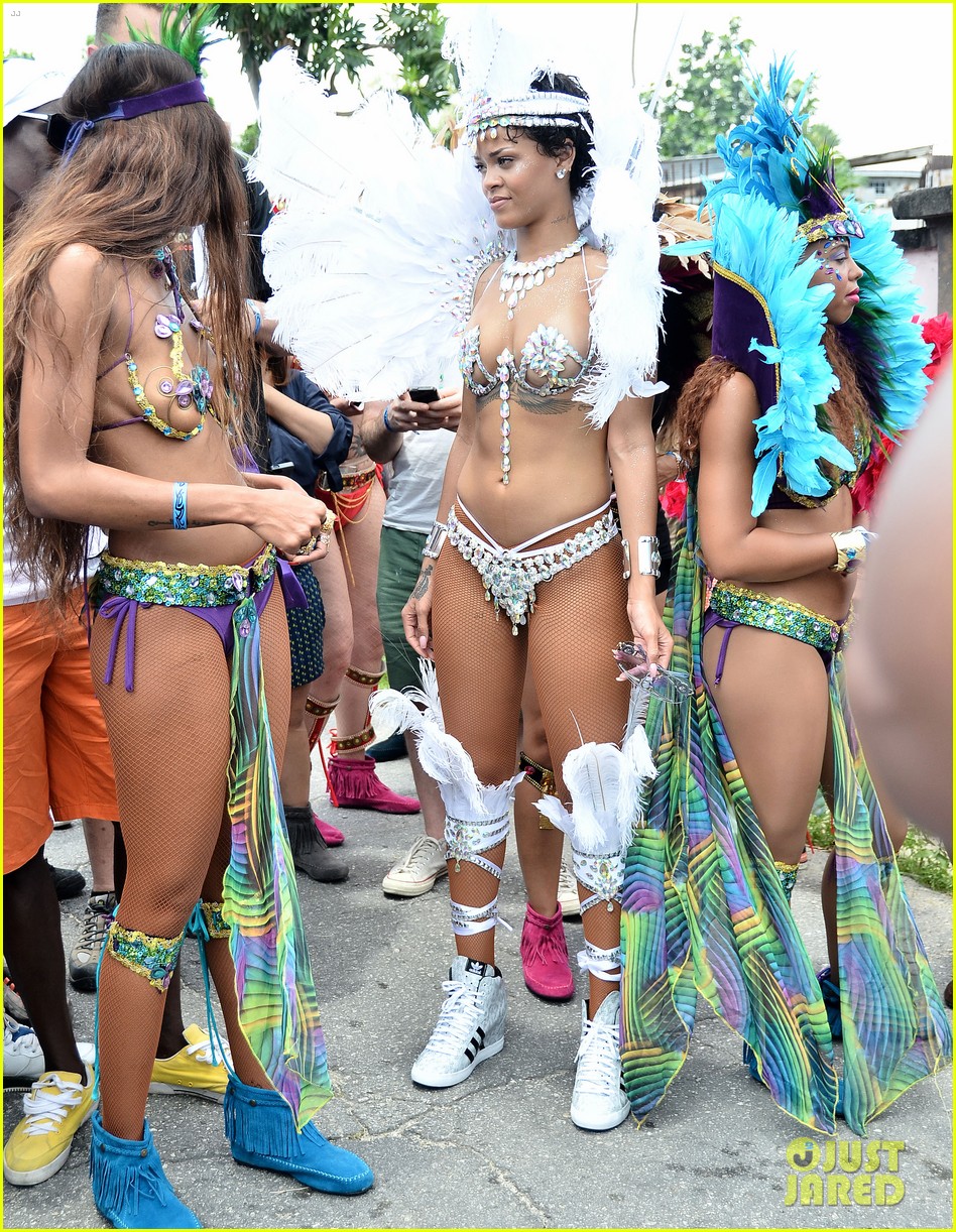 rihanna wears next to nothing for barbados carnival parade 01