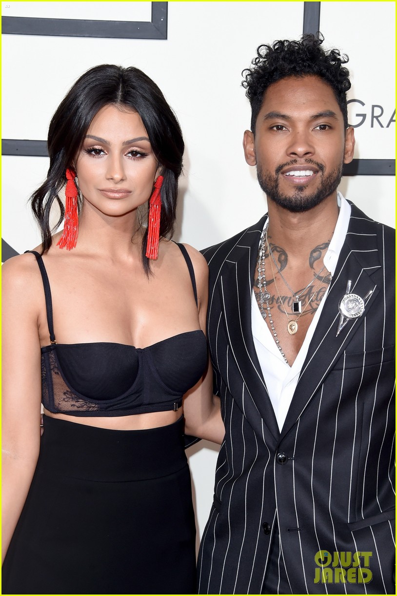 Miguel Fiancee Nazanin Mandi Pose On Grammys 2016 Red Carpet