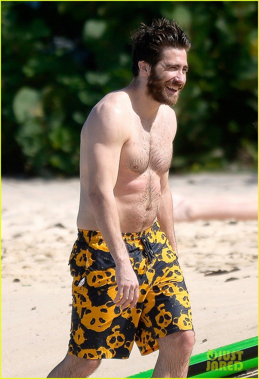 Full Sized Photo of jake gyllenhaal goes shirtless in st barts takes