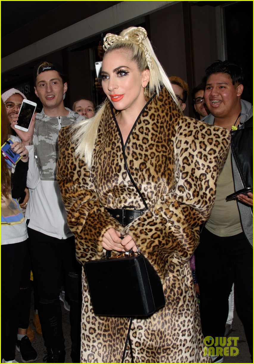 Full Sized Photo of lady gaga rocks fierce leopard print outfit in nyc
