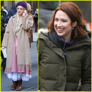 Drew Barrymore Ellie Kemper Film The Stand In In Nyc Drew Barrymore Ellie Kemper Holland Taylor Just Jared