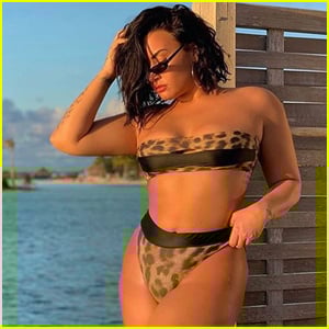 Demi Lovato Sizzles in Leopard-Print Bikini on Vacation in Bora Bora! 