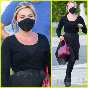 Florence Pugh Masks Up for Afternoon on Set of 'Don't Worry Darling' in Palm Springs